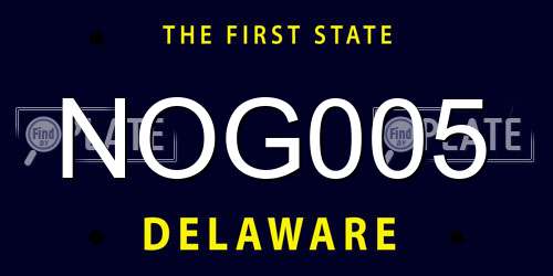 NOG005 Delaware License Plate