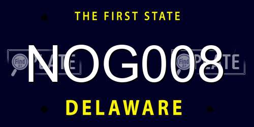 NOG008 Delaware License Plate
