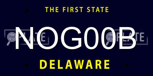 NOG00B Delaware License Plate