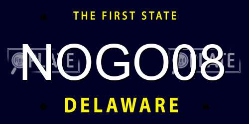 NOGO08 Delaware License Plate