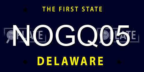 NOGQ05 Delaware License Plate