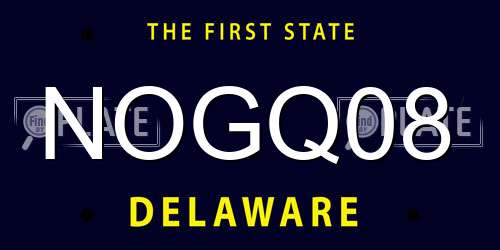 NOGQ08 Delaware License Plate