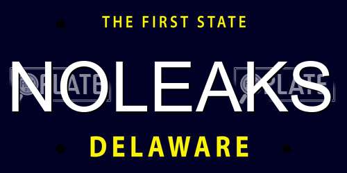 NOLEAKS Delaware License Plate