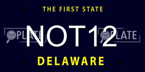NOT12 Delaware License Plate