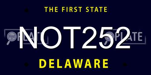 NOT252 Delaware License Plate