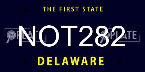NOT282 Delaware License Plate