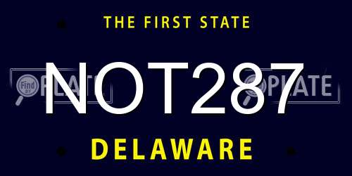 NOT287 Delaware License Plate