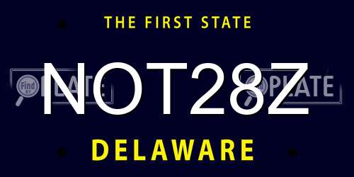 NOT28Z Delaware License Plate