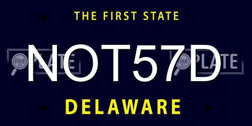 NOT57D Delaware License Plate