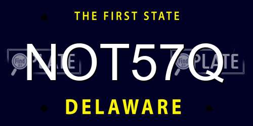 NOT57Q Delaware License Plate