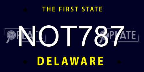 NOT787 Delaware License Plate