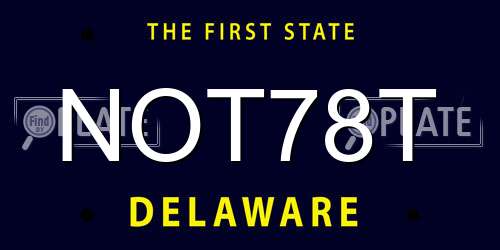 NOT78T Delaware License Plate