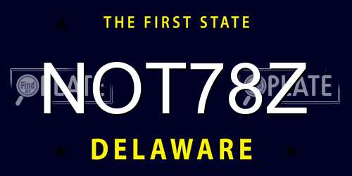 NOT78Z Delaware License Plate