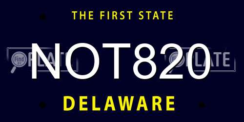 NOT820 Delaware License Plate