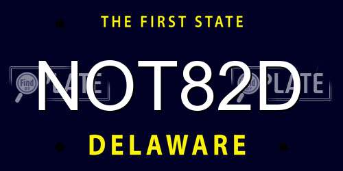NOT82D Delaware License Plate