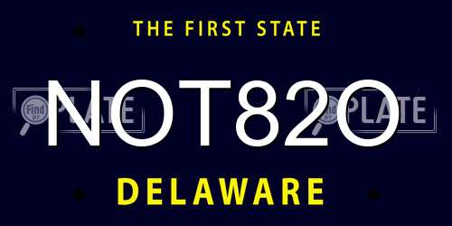 NOT82O Delaware License Plate