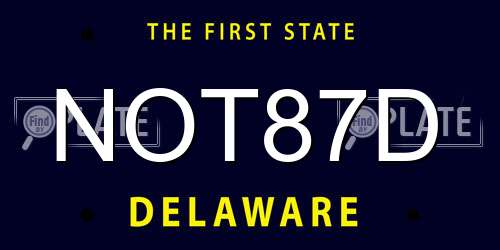 NOT87D Delaware License Plate