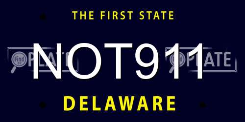 NOT911 Delaware License Plate