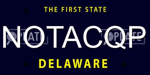 NOTACQP Delaware License Plate