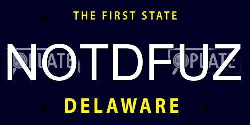 NOTDFUZ Delaware License Plate