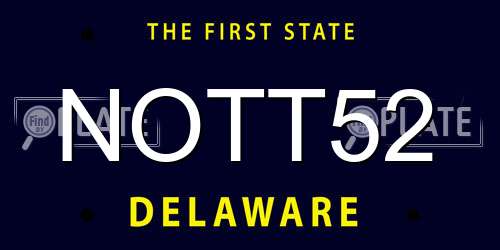 NOTT52 Delaware License Plate