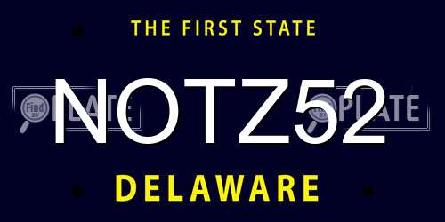 NOTZ52 Delaware License Plate