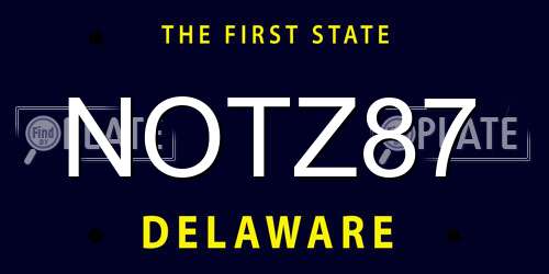 NOTZ87 Delaware License Plate