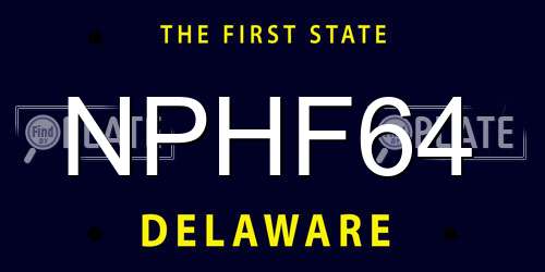 NPHF64 Delaware License Plate