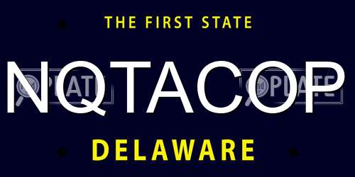 NQTACOP Delaware License Plate