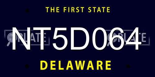 NT5D064 Delaware License Plate