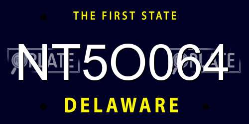 NT5O064 Delaware License Plate