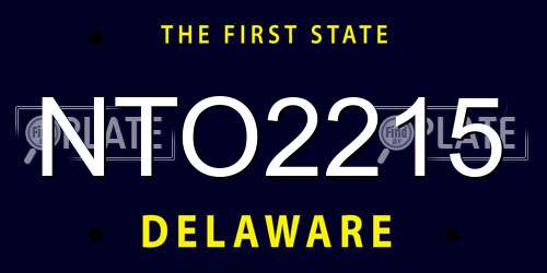 NTO2215 Delaware License Plate