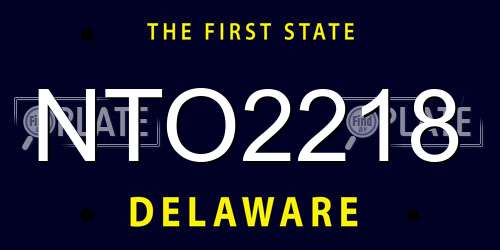 NTO2218 Delaware License Plate
