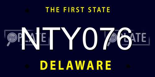 NTY076 Delaware License Plate