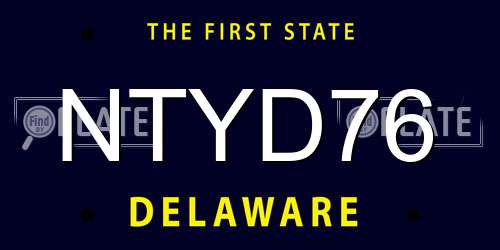 NTYD76 Delaware License Plate