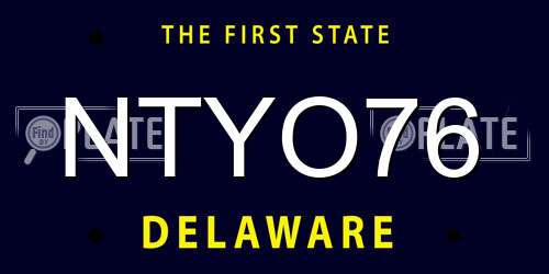 NTYO76 Delaware License Plate