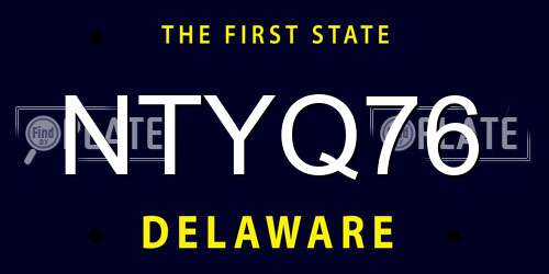 NTYQ76 Delaware License Plate