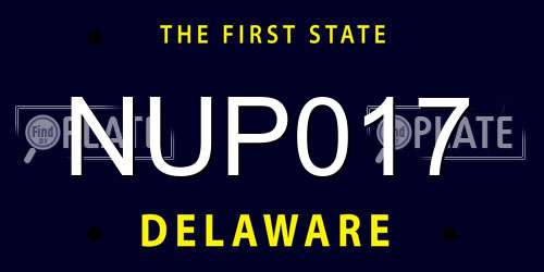 NUP017 Delaware License Plate