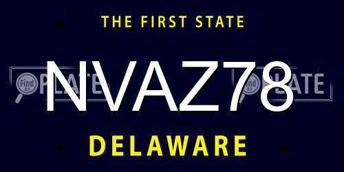 NVAZ78 Delaware License Plate