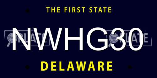 NWHG30 Delaware License Plate