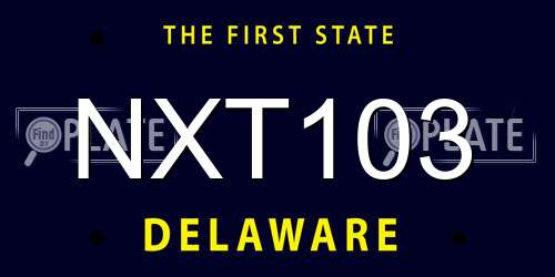 NXT103 Delaware License Plate