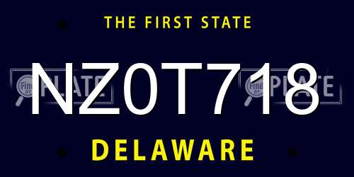 NZ0T718 Delaware License Plate