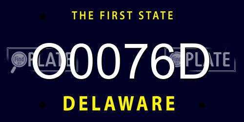 O0076D Delaware License Plate