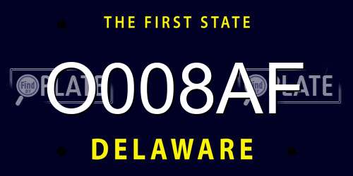 O008AF Delaware License Plate