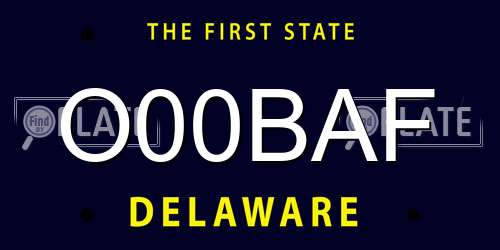 O00BAF Delaware License Plate