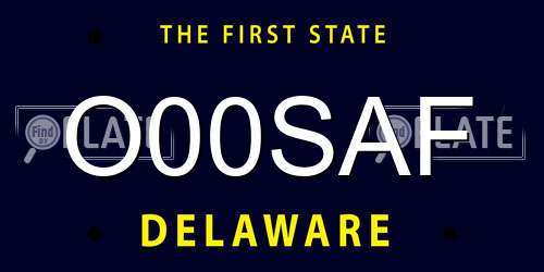 O00SAF Delaware License Plate