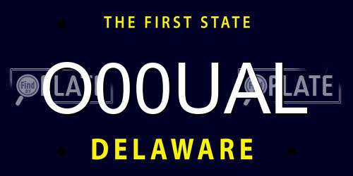 O00UAL Delaware License Plate