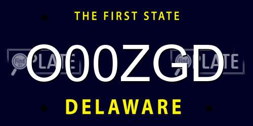 O00ZGD Delaware License Plate