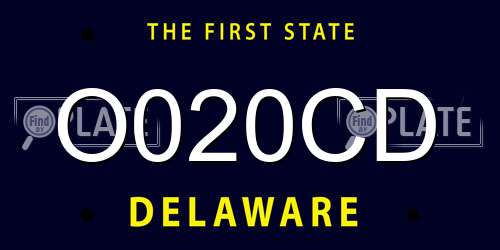 O020CD Delaware License Plate