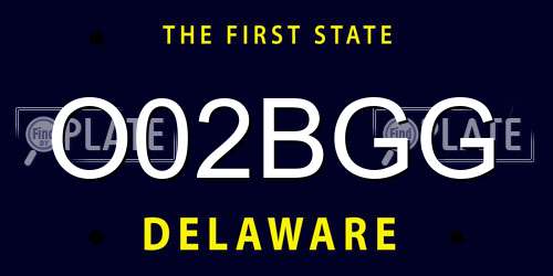 O02BGG Delaware License Plate